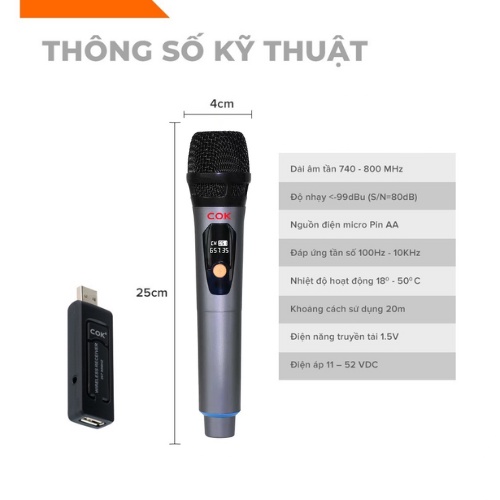 Micro Không Dây Đa Năng Karaoke C.O.K ST 107s - Chính hãng, giá rẻ, uy tín