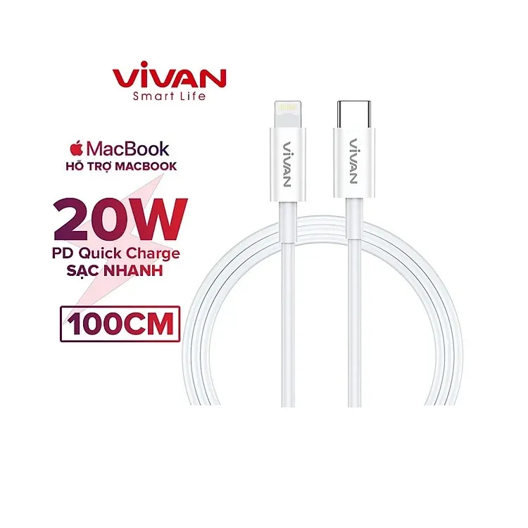 CÁP SẠC 20W TYPE C TO IOS VIVAN - KCL100S | Chính hãng - giá rẻ - uy tín