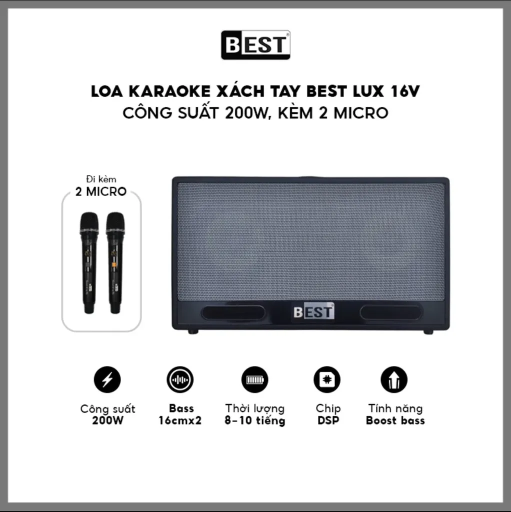 Loa xách tay Best Lux bass 16x2 (200W) - Chính Hãng, Giá Rẻ, Uy Tín