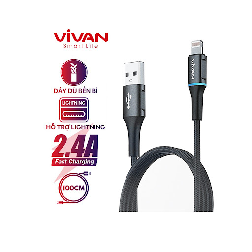 Cáp sạc vivan có đèn Led đổi màu VDL100