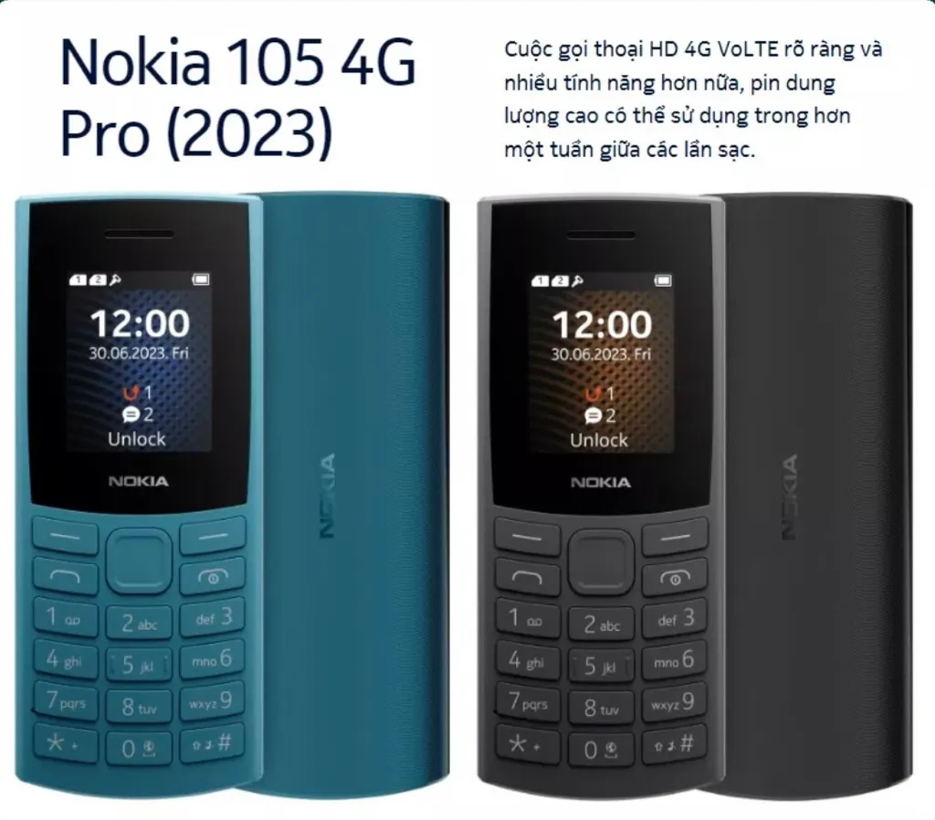 Điện thoại bàn phím Nokia 105 4G Pro - Pin Lâu Dài - Giao hàng nhanh