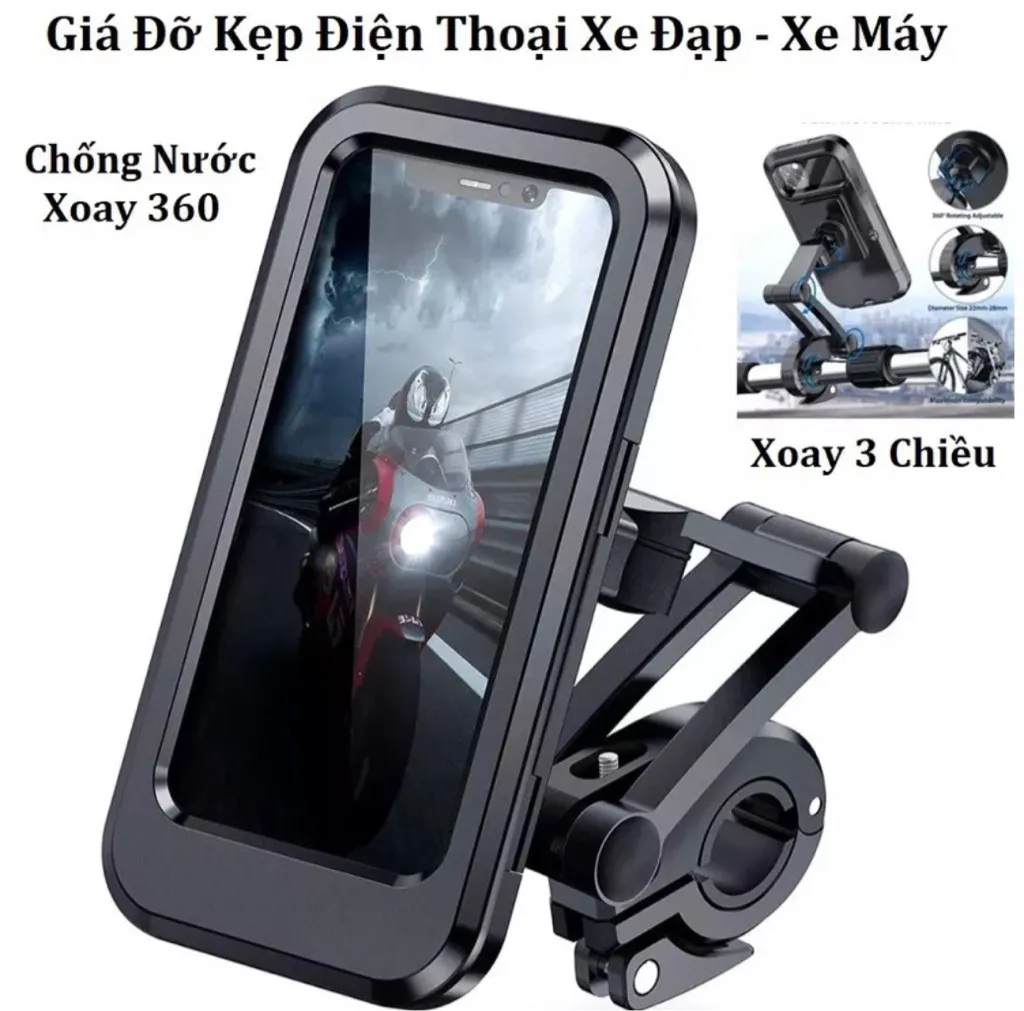 Giá đỡ điện thoại xe máy M3A, chống bụi, chống nước, xoay 360 độ